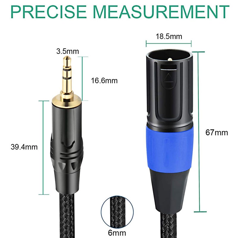 JOMLEY كابل JOMLEY غير متوازن XLR إلى 3.5 مم، 10 قدم، للابتوب، الكمبيوتر الشخصي، الهاتف الذكي، السماعة، التابلت - Image 3